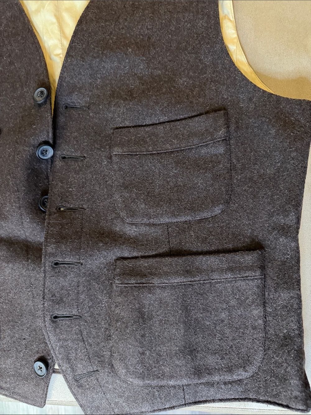 Levi's OPERATIONS Vintage Dark Brown Wool Vest with Cream Lining - Picture 3 of 4